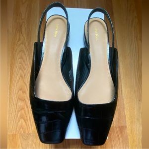 NWT & other stories sling back square toe croc leather flats 41